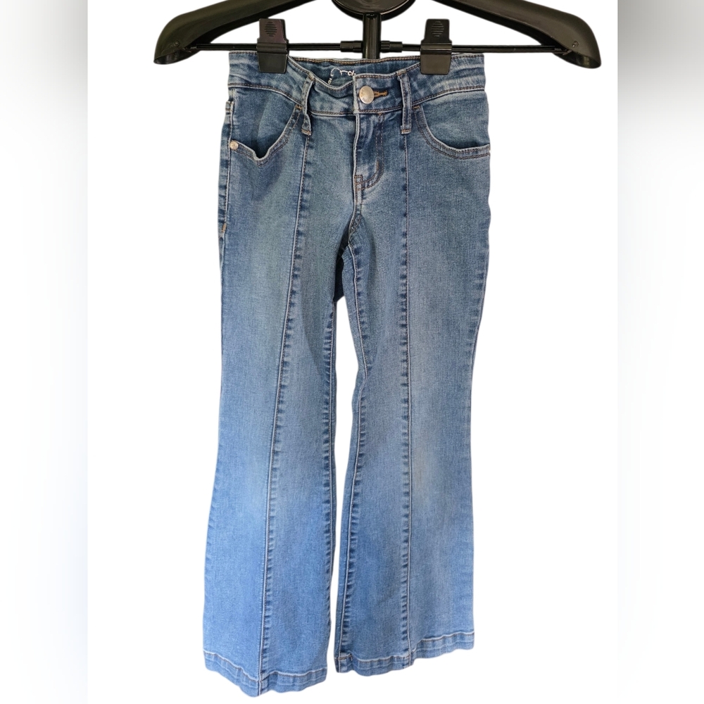 Art Class Girls Flare Jeans Light Wash Denim Raw Hem Size 8 Trendy Boho